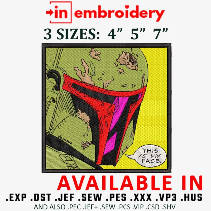 Boba Fett Embroidery Design 3 Sizes