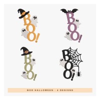 BOO Halloween Ghost Embroidery Designs – 4 Designs, 7 Sizes