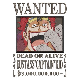 Bounty Captain Eustass Kid Embroidery Design 6 Sizes