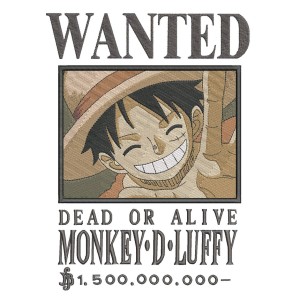 Bounty Luffy Embroidery Design 6 Sizes