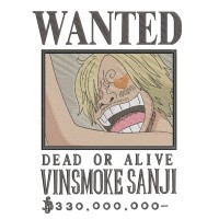 Bounty Sanji Embroidery Design 6 Sizes