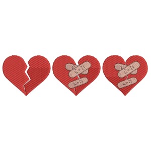 Broken Heart Embroidery Design 4 Sizes