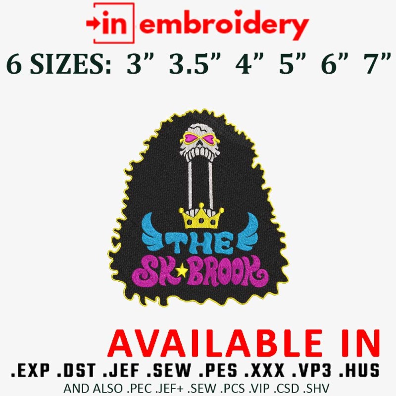 BrooK Embroidery Design 6 Sizes