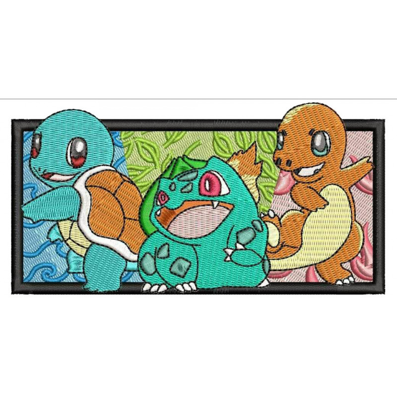 Bulbasaur Charmander Squirtle Embroidery Design 2 Sizes
