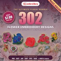 Ultimate Floral Embroidery Designs Bundle – 302 Flower Designs, All Formats