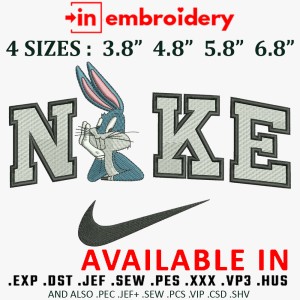 Swoosh Bunny Embroidery Design 4 Sizes