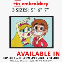 Boy and Girl Friends Embroidery Design 3 Sizes