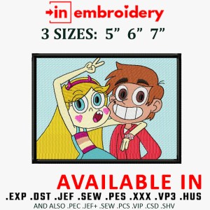 Boy and Girl Friends Embroidery Design 3 Sizes