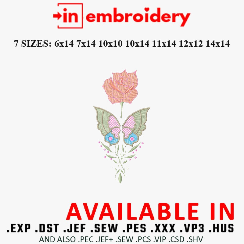 Butterflies Embroidery Designs Set 4 7 Sizes