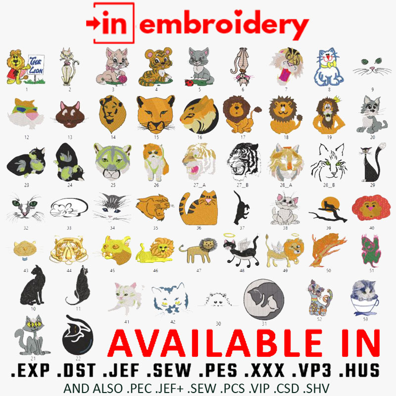 +50 CATS Embroidery Designs pack