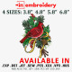 Red Cardinal Bird Christmas machine Embroidery Design 4 Sizes