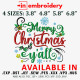 Merry Christmas Yall Machine Embroidery Design 4 Sizes