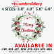 Wreath Merry Christmas Machine Embroidery Design 4 Sizes