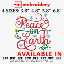 Peace on Earth Christmas Machine Embroidery Design 4 Sizes