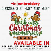 Baking Christmas Memories Machine Embroidery Design 4 Sizes