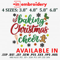 Baking Christmas Cheer machine Embroidery Design 4 Sizes