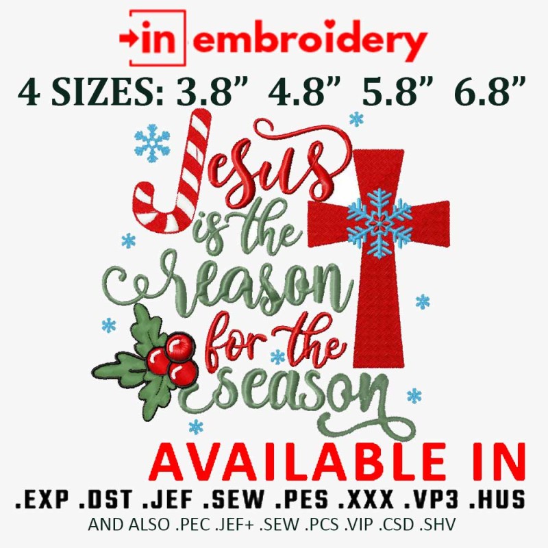 Christmas machine Embroidery Design 4 Sizes