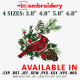 Red Cardinal Bird on Tree Branch Christmas Christmas machine Embroidery Design 4 Sizes