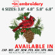 Christmas Tree Cardinal Bird machine Embroidery Design 4 Sizes