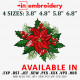 Flower Christmas machine Embroidery Design 4 Sizes