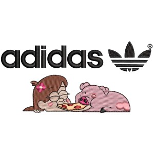 Anime GIRL AND PIG adidas Embroidery Design