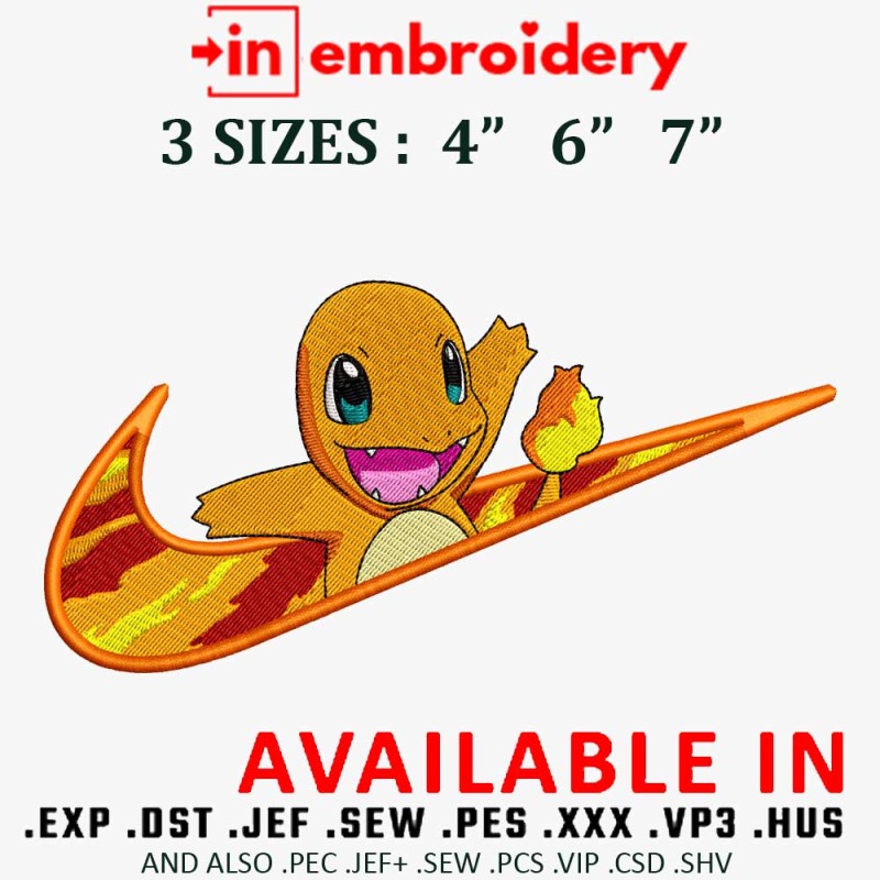 Swoosh x Charmander Embroidery Design 3 Sizes