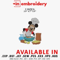 Chef Mickey Mouse Embroidery Design 3 Sizes