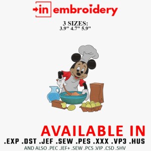 Chef Mickey Mouse Embroidery Design 3 Sizes