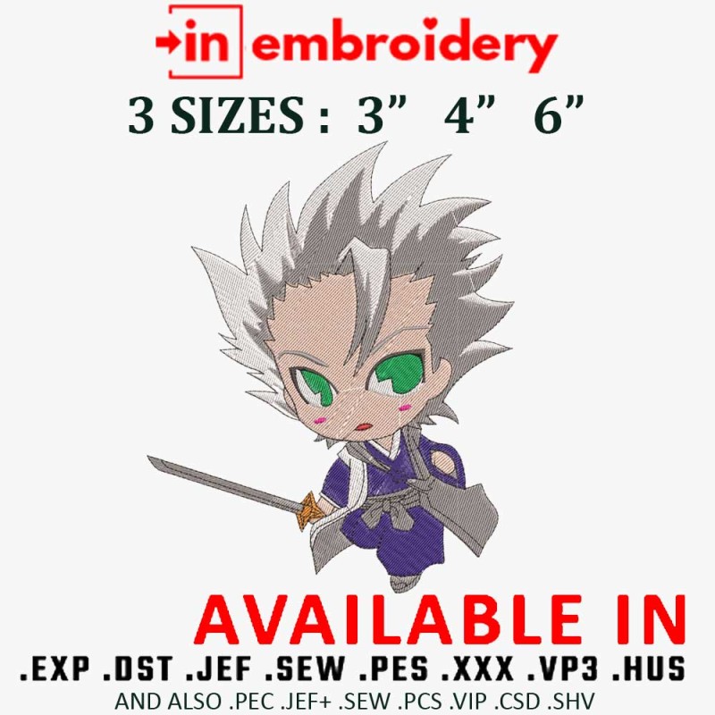 Toshiro Hitsugaya Chibi Embroidery Design 3 Sizes