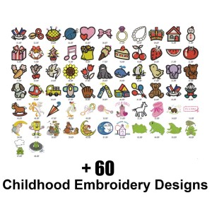 +60 Childhood Embroidery Designs Pack