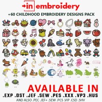 +60 Childhood Embroidery Designs Pack