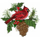 Christmas Tree Cardinal Bird machine Embroidery Design 4 Sizes