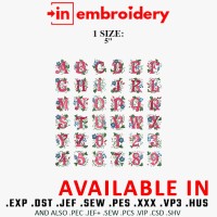 Christmas Floral Alphabet Embroidery Font