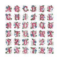 Christmas Floral Alphabet Embroidery Font