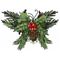 Christmas Pine Branch Machine Embroidery Design 4 Sizes
