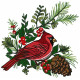 Red Cardinal Bird on Tree Branch Christmas Christmas machine Embroidery Design 4 Sizes