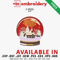 Christmas Snow Globe Village Embroidery Design – 1 Size
