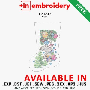 Christmas Stocking Bunny Embroidery Design – 1 Size Christmas Stocking Bunny Embroidery Design – 1 Size