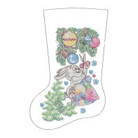 Christmas Stocking Bunny Embroidery Design – 1 Size