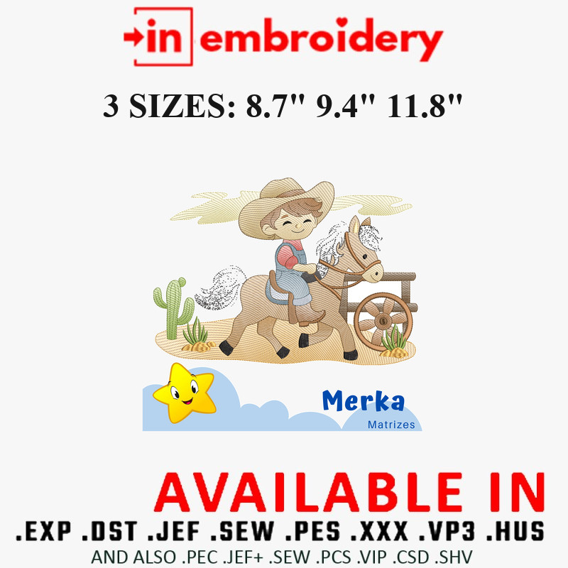 Country Boy Embroidery Designs 3 Sizes