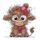 Christmas Highland Cow with Christmas Lights embroidery design 3 sizes