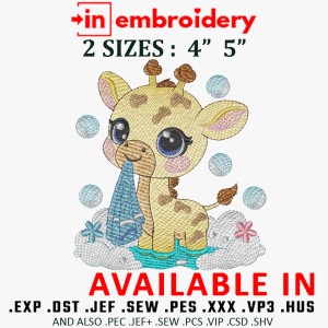 Cute Baby Giraffe Embroidery Design 2 Sizes