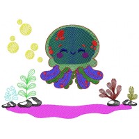 Cute Octopus Under the Sea Embroidery Design 8 Sizes Free Download