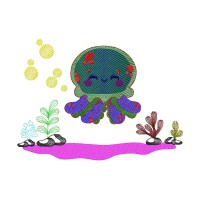 Cute Octopus Under the Sea Embroidery Design 8 Sizes Free Download