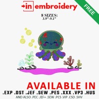 Cute Octopus Under the Sea Embroidery Design 8 Sizes Free Download