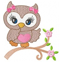 Cute Owl Girl Embroidery Design 2 Sizes