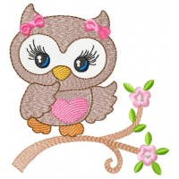 Cute Owl Girl Embroidery Design 2 Sizes