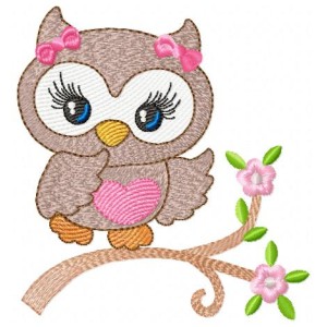 Cute Owl Girl Embroidery Design 2 Sizes