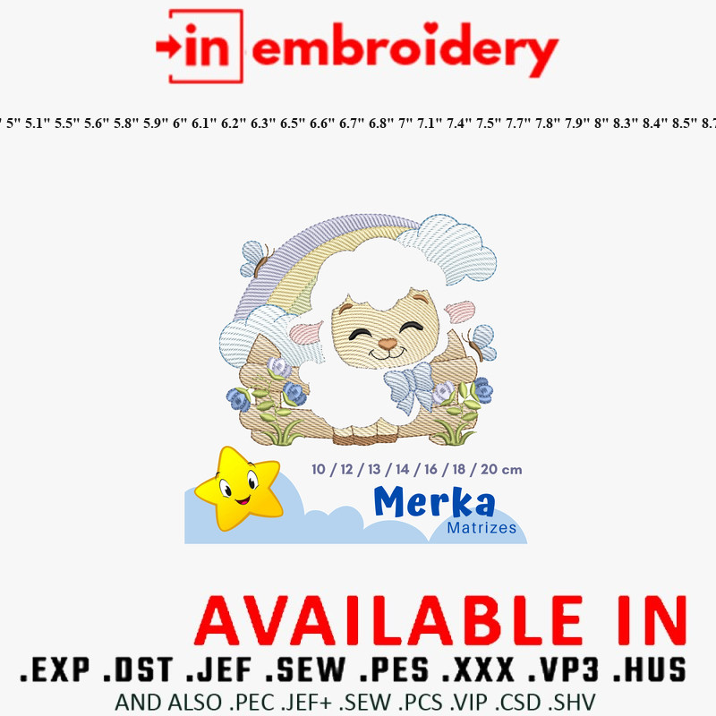 Cute Sheep Embroidery Designs 36 Sizes