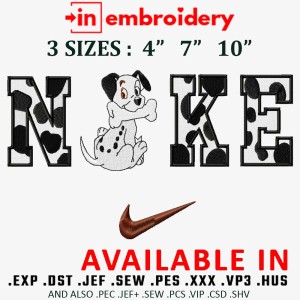Dog Black White spots Embroidery Design 3 Sizes